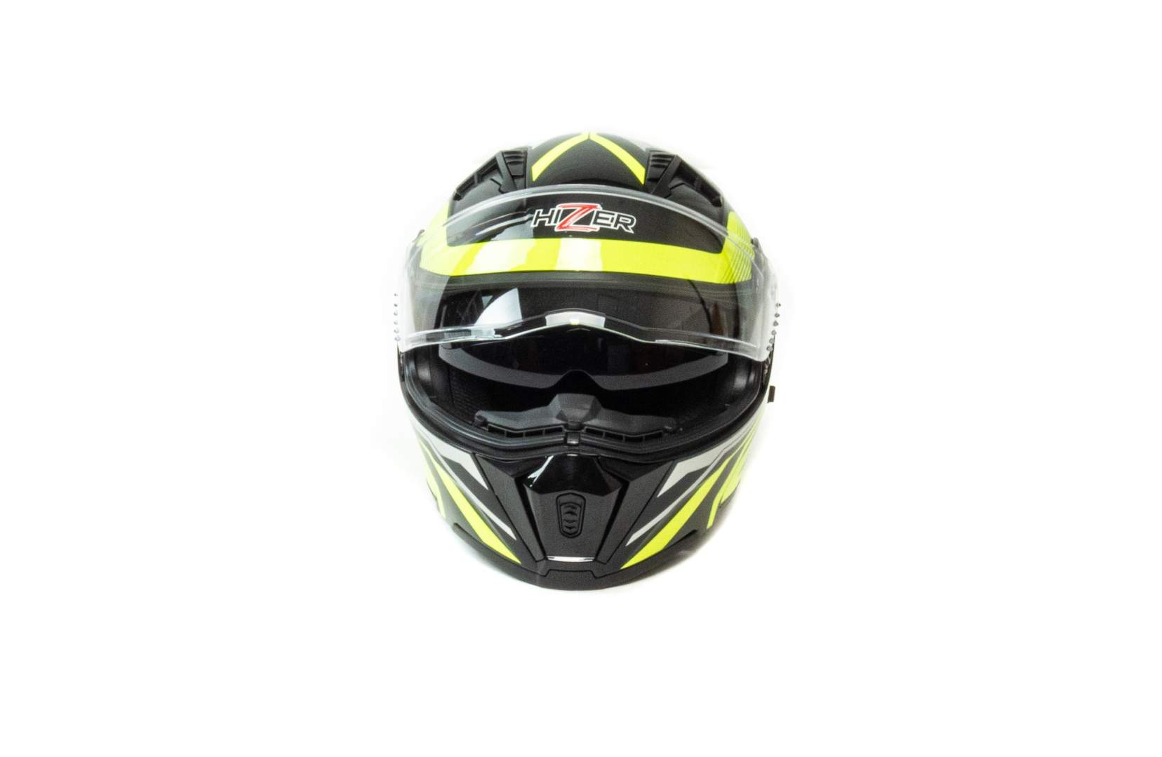 Шлем мото модуляр HIZER J5906 №1 (L)  black/neon yellow (2 визора)