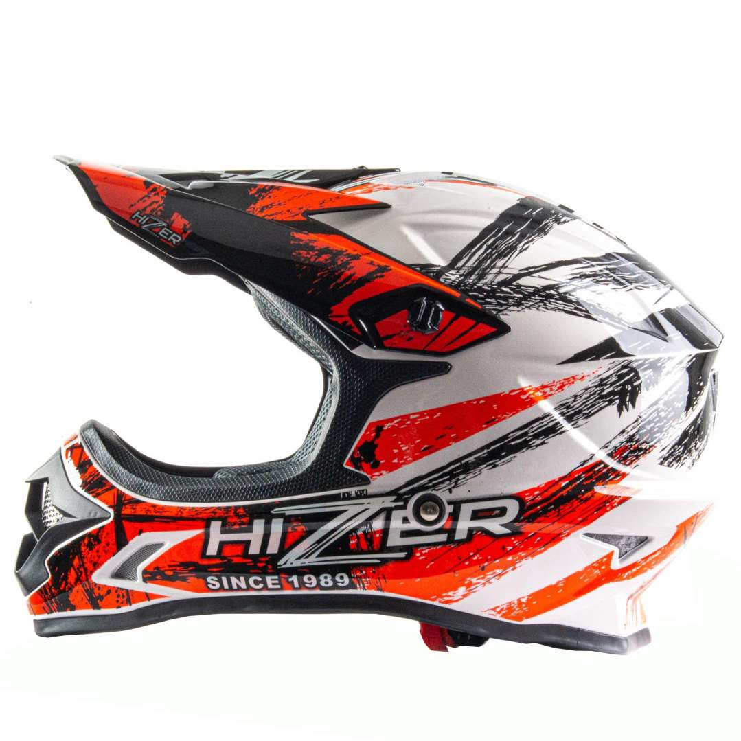 Шлем мото кроссовый HIZER J6805 №1 (XL) black/white/orange