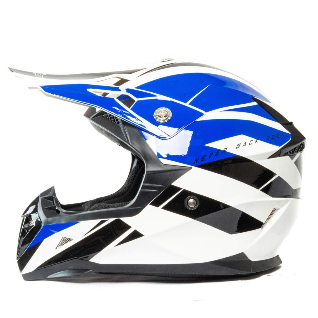Шлем мото кроссовый HIZER 915 №8 (L) white/blue/black