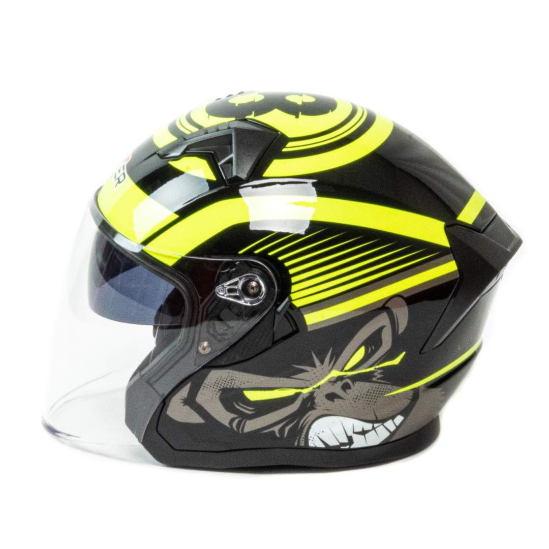 Шлем мото открытый HIZER J228 №1 (M) black/neon yellow